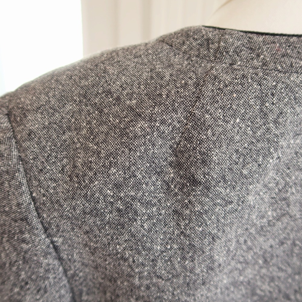 Pendleton Womens Wool Silk Blazer 12 Gray Collarless Quiet Luxury Old Money Chic - Picture 4 of 9